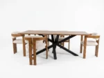 ترابيزة سفرة زان مودرن - X Star Solid Wood & Metal Dining Table