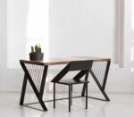 Wood and Metal Home Computer Desk – مكتب كمبيوتر منزلي خشب ومعدن