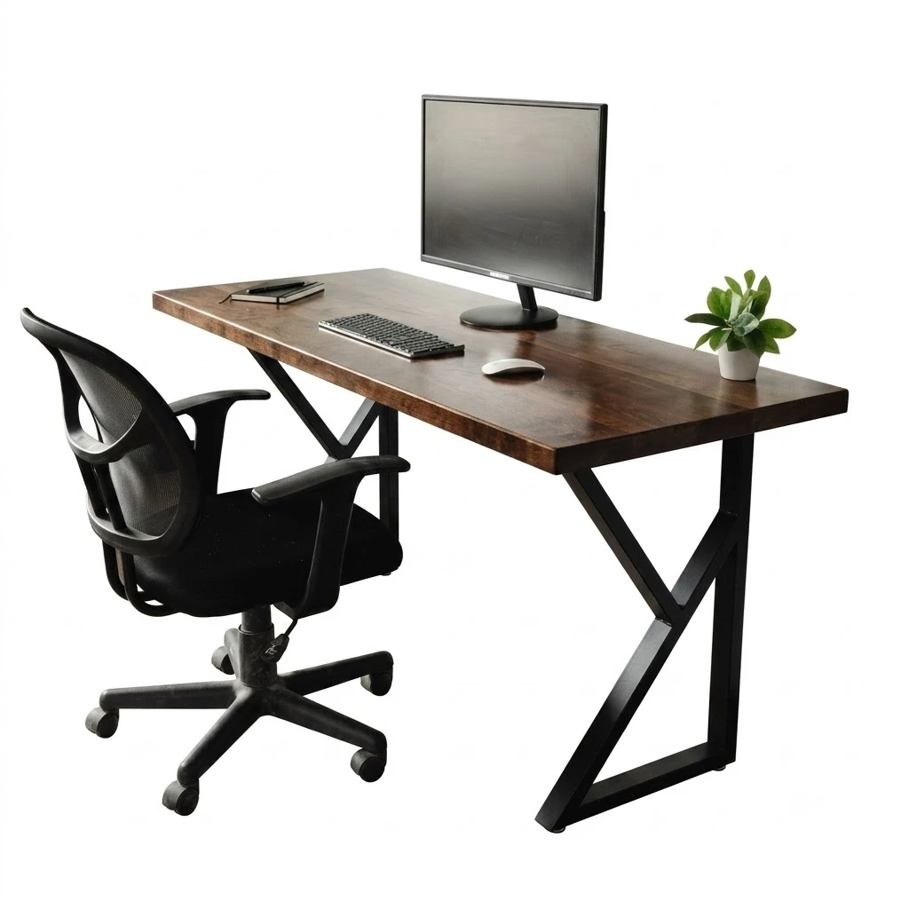 Wood and Metal Computer Desk – مكتب كمبيوتر خشب ومعدن