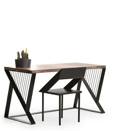Wood and Metal Home Computer Desk – مكتب كمبيوتر منزلي خشب ومعدن