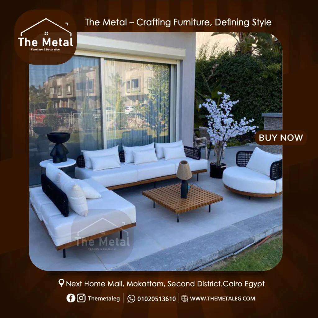 Saint Lucia Outdoor Furniture Set – Wood & Metal Weather-Resistant Seating