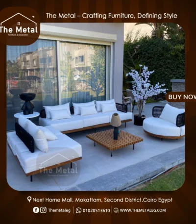 Saint Lucia Outdoor Furniture Set – Wood & Metal Weather-Resistant Seating