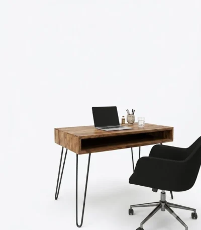 Wood and Metal Home Office – مكتب كمبيوتر خشب ومعدن