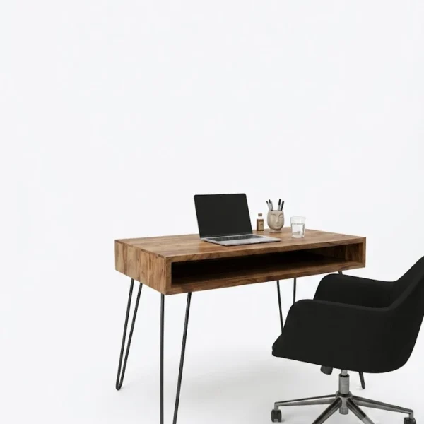 Wood and Metal Home Office – مكتب كمبيوتر خشب ومعدن