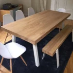 Taiga Dining Table – Natural Wood Dining Table with White Steel Base - Image 2