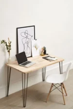 Wood and Metal Computer Desk – Rustic Home Office Desk - Image 2