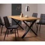 Taman Dining Table – Solid Wood with X-Metal Base - Image 2