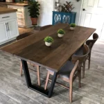 Sundarban Dining Table – Beech Wood with U-Metal Base - Image 2