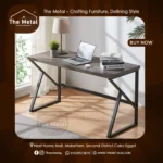 Wood and Metal Computer Desk – Natural Wood Industrial Home Office Desk - Image 3