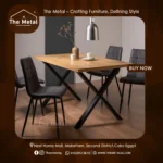 Taman Dining Table – Solid Wood with X-Metal Base