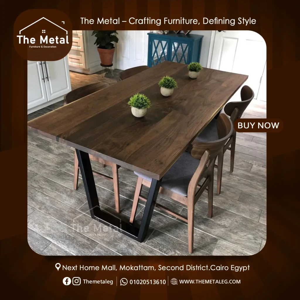 Sundarban Dining Table – Beech Wood with U-Metal Base
