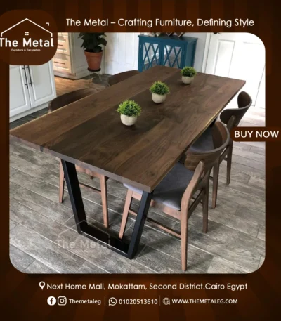 Sundarban Dining Table – Beech Wood with U-Metal Base
