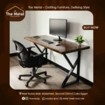 Wood and Metal Computer Desk – Natural Wood Industrial Home Office Desk