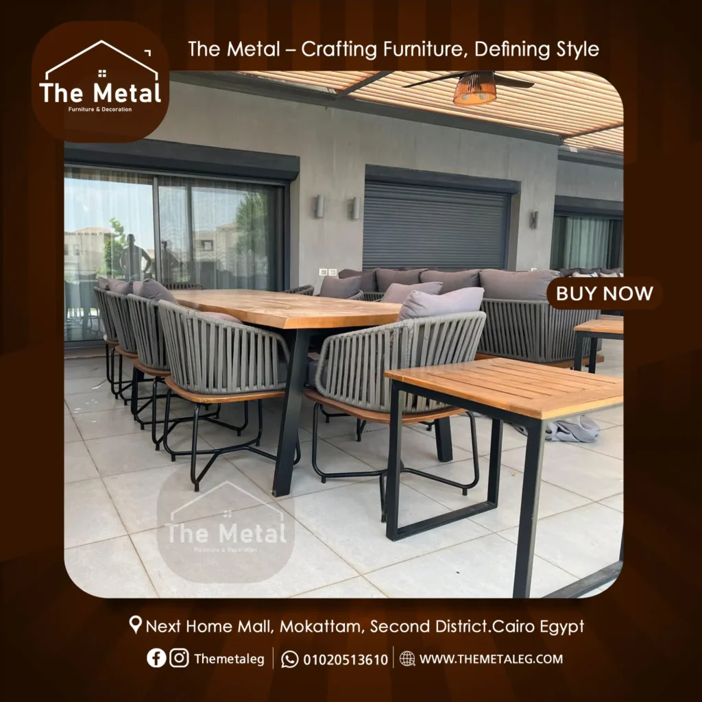 Isola Bella Dining Set – Solid Wood & Iron Outdoor Table