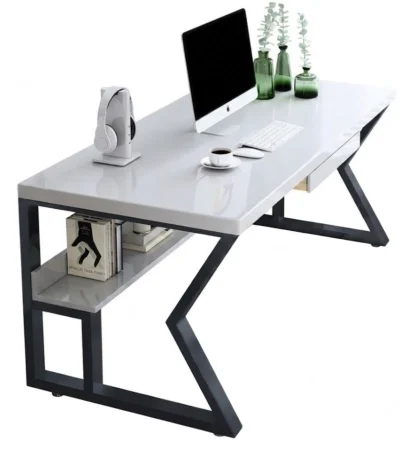 "Industrial Rustic" Writing Table مكتب كمبيوتر ودراسة – خشب ومعدن