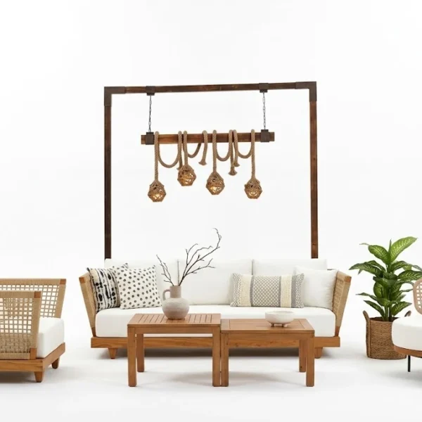 "Fiji Modern Outdoor Sofa & Seating Set – طقم جلسة خارجية عصرية