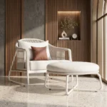 كرسي استرخاء مودرن فاخر مع بوف - Luxury Modern Lounge Chair with Pouf