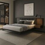 "The Illuminated Floating Bed"السرير العائم المضيء – ماستر بيس معدني وخشب جوز تركي