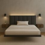 "The Illuminated Floating Bed"السرير العائم المضيء – ماستر بيس معدني وخشب جوز تركي