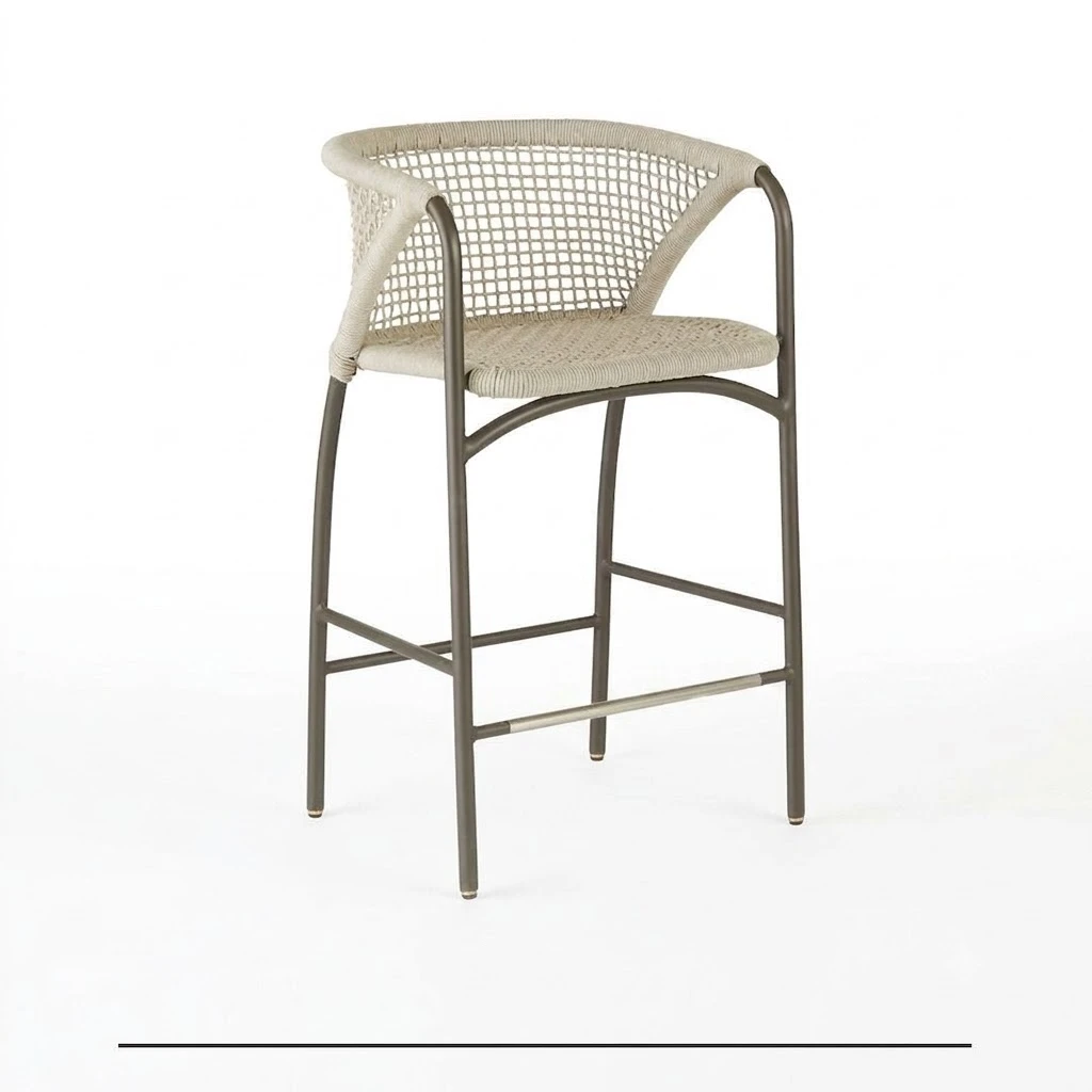 كرسي بار أرتيزان المغزول يدوياً – Artisan Hand-Woven Bar Chair