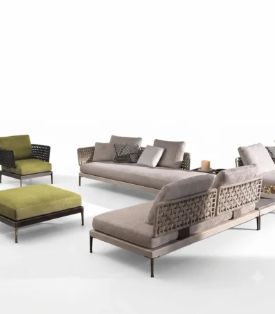 "Saint Lucia Luxury Set" طقم ركنة حدائق خارجي فاخر – ألومنيوم وقماش ووتربروف
