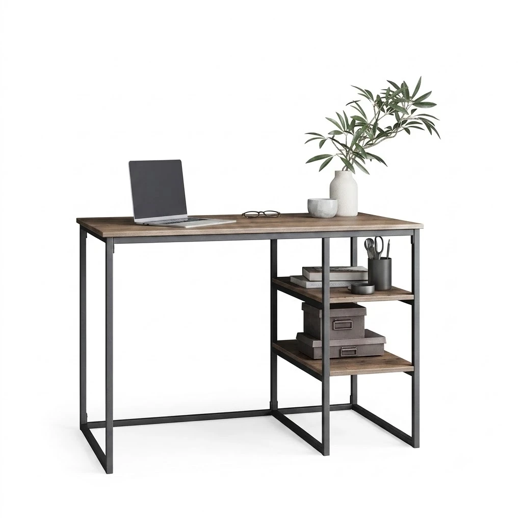 "Industrial Home Office" Desk مكتب كمبيوتر للمنزل والعمل – خشب ومعدن