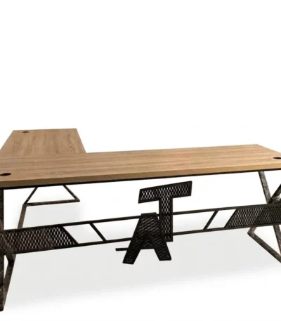 "Premium L-Shaped" Desk مكتب زاوية مميز – خشب ومعدن