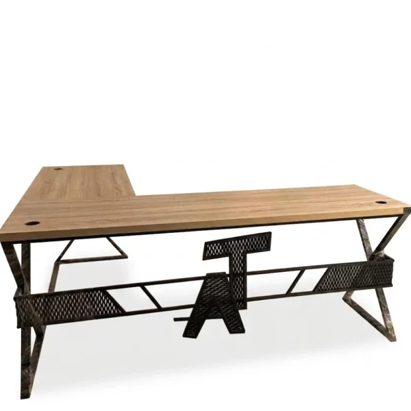 "Premium L-Shaped" Desk مكتب زاوية مميز – خشب ومعدن