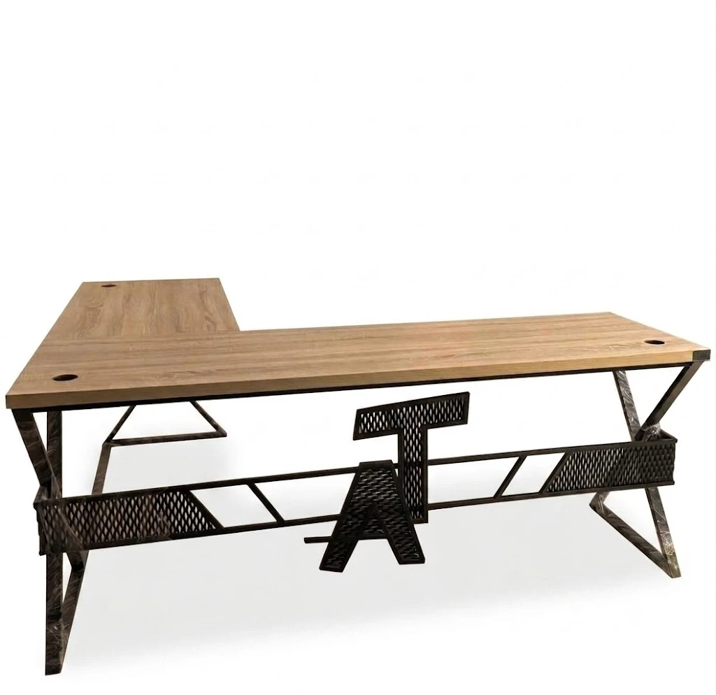 "Premium L-Shaped" Desk مكتب زاوية مميز – خشب ومعدن