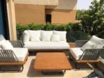 "Isola Bella Luxury Set"طقم جلسة خارجية فاخرة – ألومنيوم وخشب بيتش طبيعي - Image 2