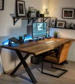 Computer Desk Industrial  - Wood & Metal Home Office - Image 2