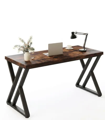 "Industrial Rustic" Desk مكتب كمبيوتر كلاسيك – خشب ومعدن