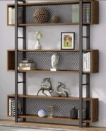 "Nova" Bookshelf – Wood & Metal مكتبة نوفا مودرن – خشب ومعدن