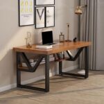 "Industrial Rustic" Desk مكتب كمبيوتر كلاسيك – خشب ومعدن