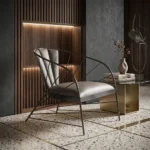 كرسي مودرن معدن وجلد - Metal & Leather Armchair