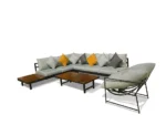 "Tiran Outdoor Furniture Set"طقم ركنة حدائق خارجية فاخر – ألومنيوم وخشب بيتش طبيعي