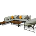 "Tiran Outdoor Furniture Set"طقم ركنة حدائق خارجية فاخر – ألومنيوم وخشب بيتش طبيعي