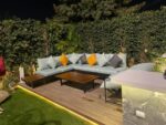 "Tiran Outdoor Furniture Set"طقم ركنة حدائق خارجية فاخر – ألومنيوم وخشب بيتش طبيعي