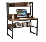"Industrial with Shelf" Desk مكتب كمبيوتر بـ رف – خشب ومعدن
