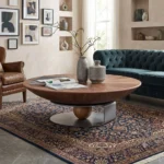 ترابيزة صالون مودرن دائرية - Round Center Table – Modern Wood & Metal Design