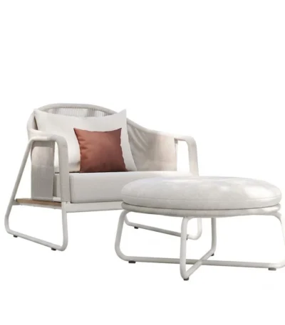 كرسي استرخاء مودرن فاخر مع بوف - Luxury Modern Lounge Chair with Pouf
