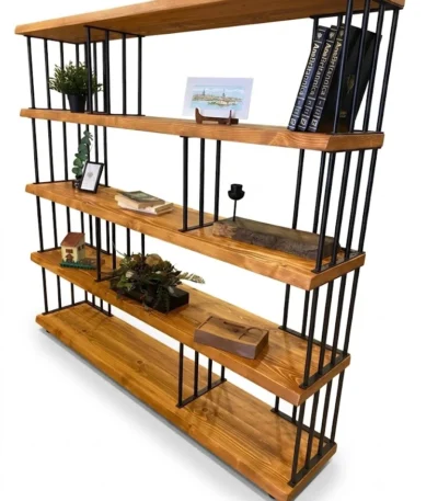 "Izar" Natural Wood Bookshelf مكتبة ووحدة أرفف خشب طبيعي مودرن