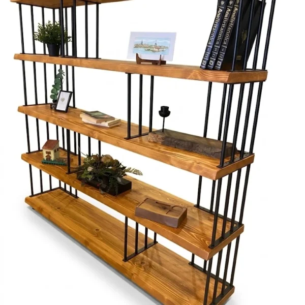 "Izar" Natural Wood Bookshelf مكتبة ووحدة أرفف خشب طبيعي مودرن