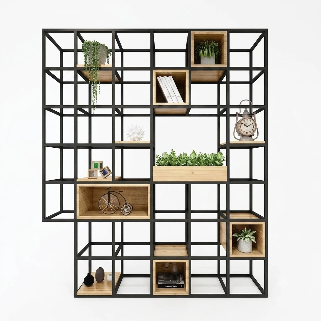 "Norma Grand" Bookshelf – Wood & Metal مكتبة نورما جراند – خشب ومعدن "Norma Grand" Bookshelf – Wood & Metal مكتبة نورما جراند – خشب ومعدن
