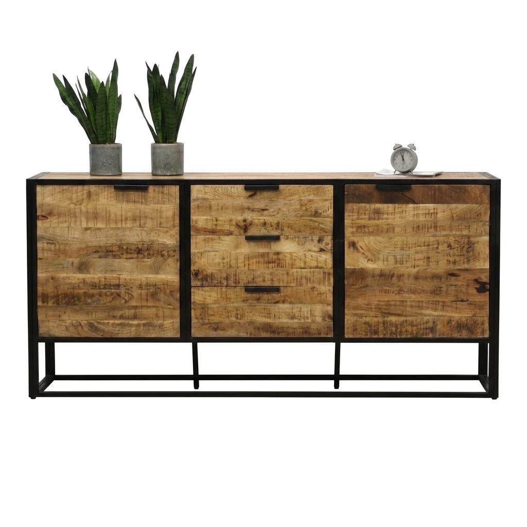 "Industrial" Sideboard بوفيه مودرن – خشب ومعدن