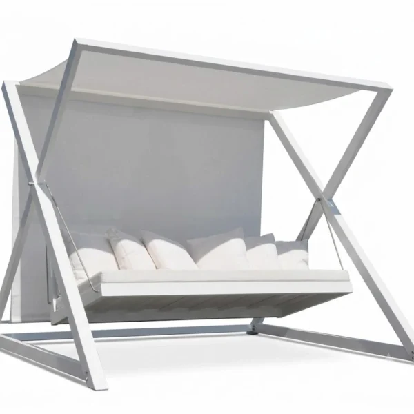 "Modern Aluminum Patio Swing" أرجوحة حدائق مودرن – ألومنيوم وقماش ووتربروف