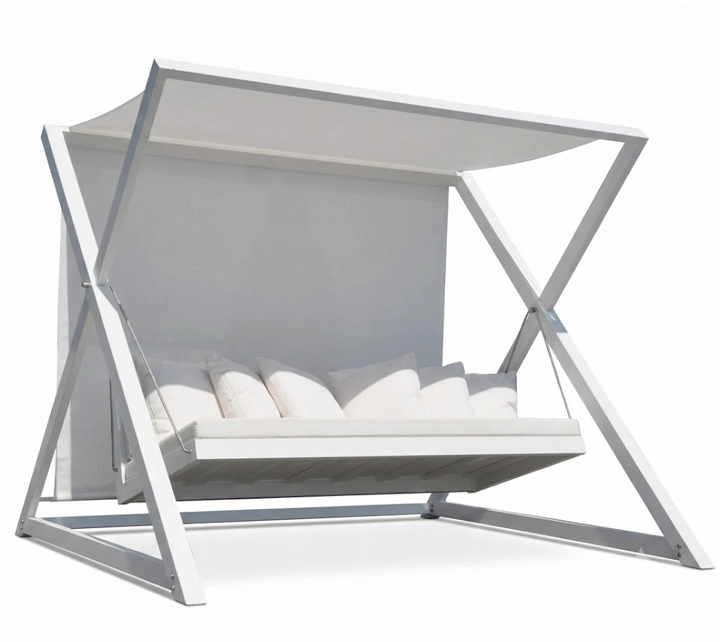 "Modern Aluminum Patio Swing" أرجوحة حدائق مودرن – ألومنيوم وقماش ووتربروف
