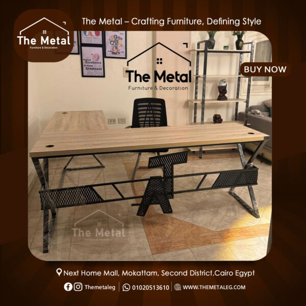 Premium L-Shaped Office Desk by The Metal – Rustic Wood and Metal Workstation