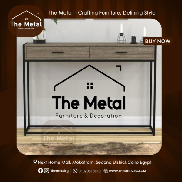 Premium Industrial Home Office Desk – Wood and Metal Farmhouse Desk with Drawers