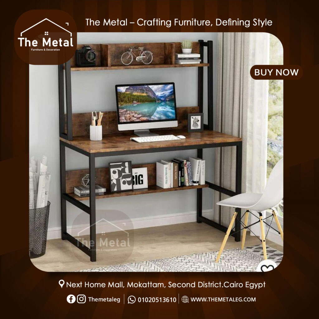 The Metal – Industrial Computer Desk with Shelf